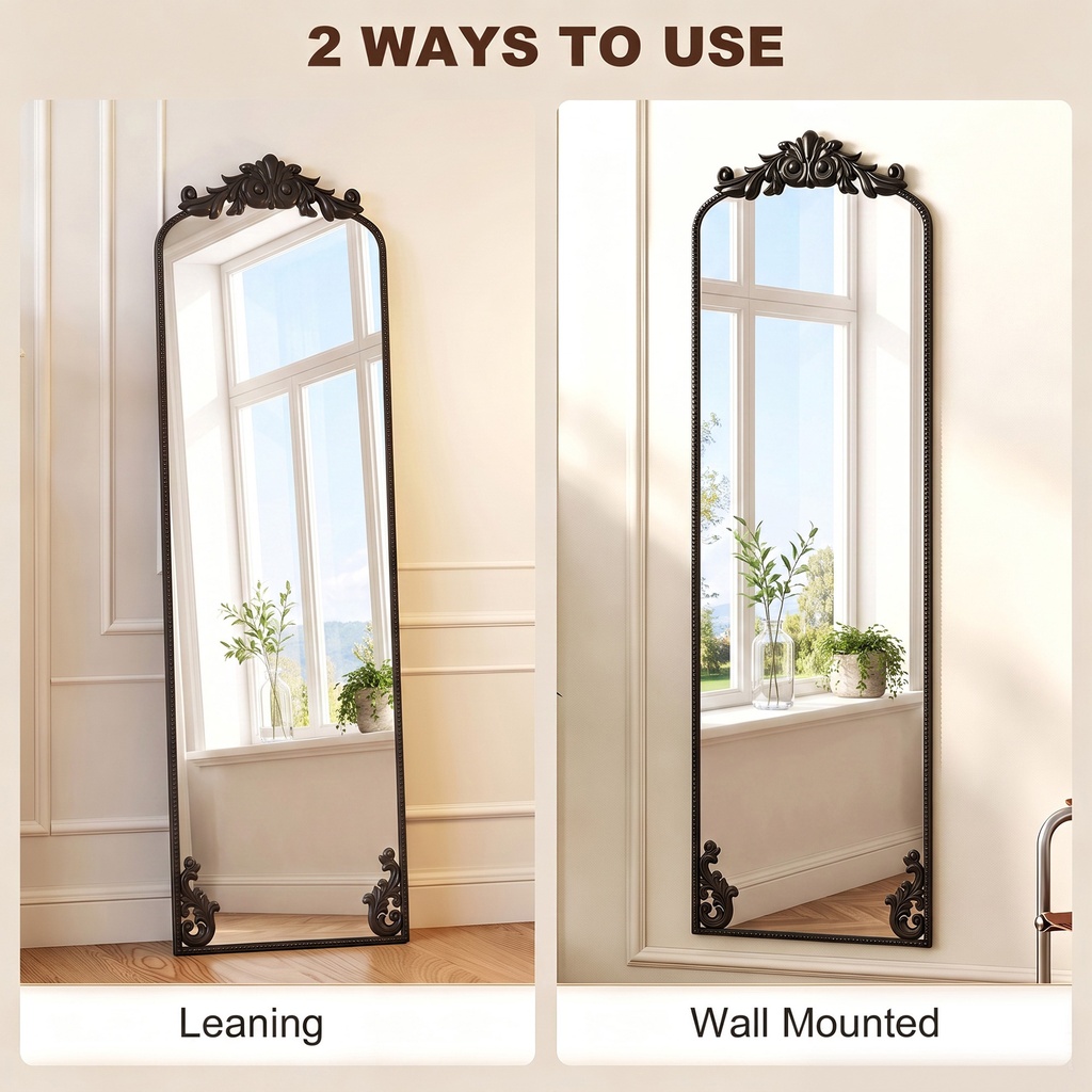 Full-Length Floor Mirror Baroque Metal Frame 50x160cm image 6