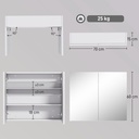 Wall-Mount Mirror Cabinet White 70x15x60 cm image 3