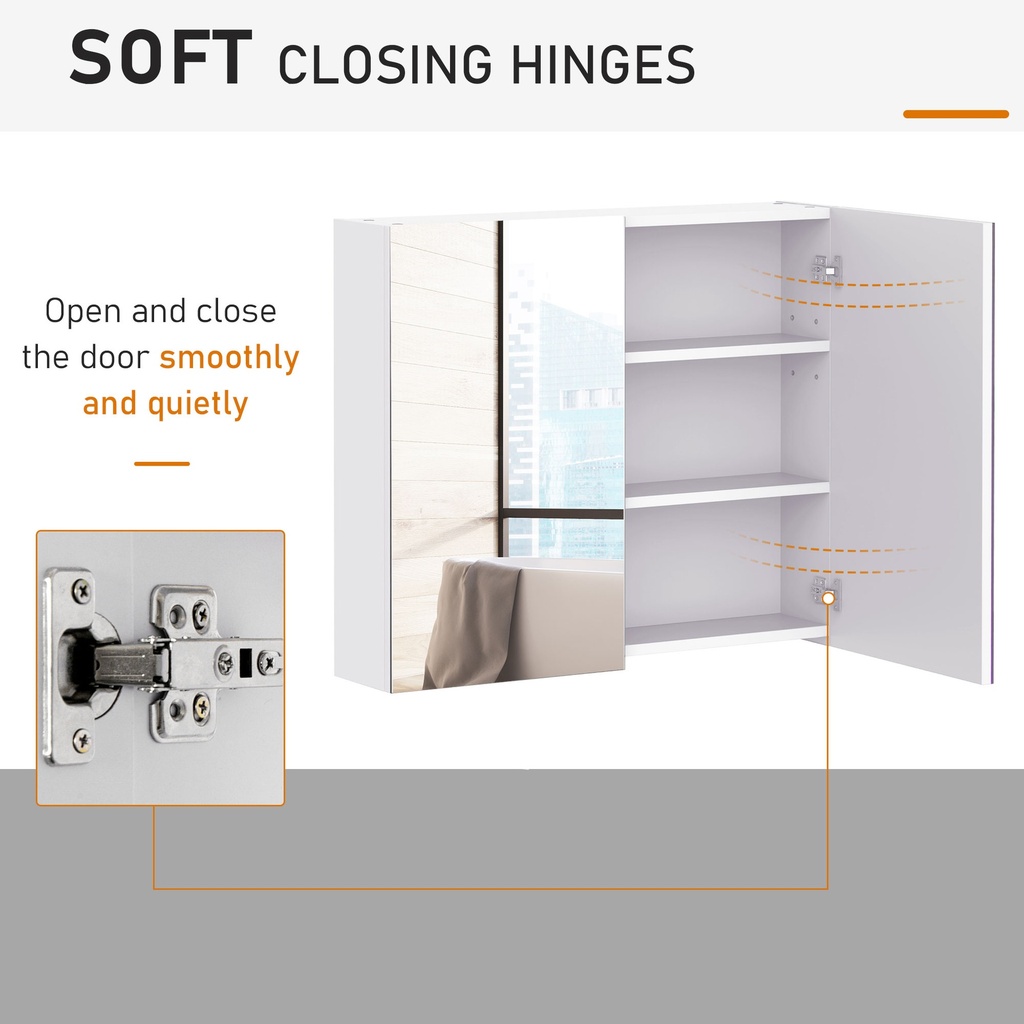 Wall-Mount Mirror Cabinet White 70x15x60 cm image 5