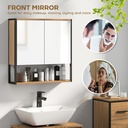 Mirror Cabinet Soft-Close Natural Wood Bathroom image 4