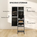 LED Jewellery Cabinet with Mirror Grey image 4