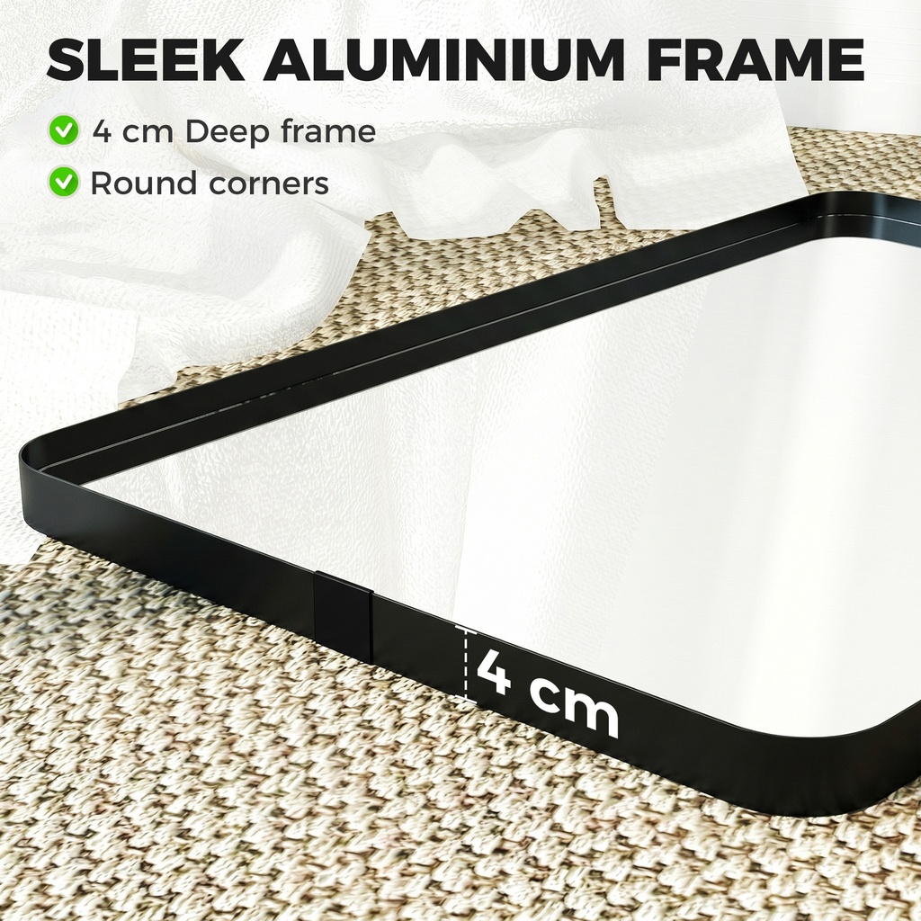 Wall-Mounted Bathroom Mirror Aluminium 90x60cm Black image 4