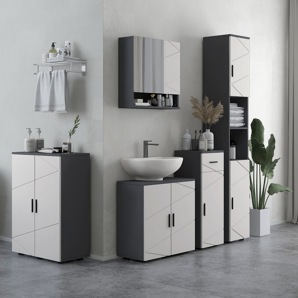 Kleankin Wall-Mounted Bathroom Cabinet Light Grey 55x17cm image 2