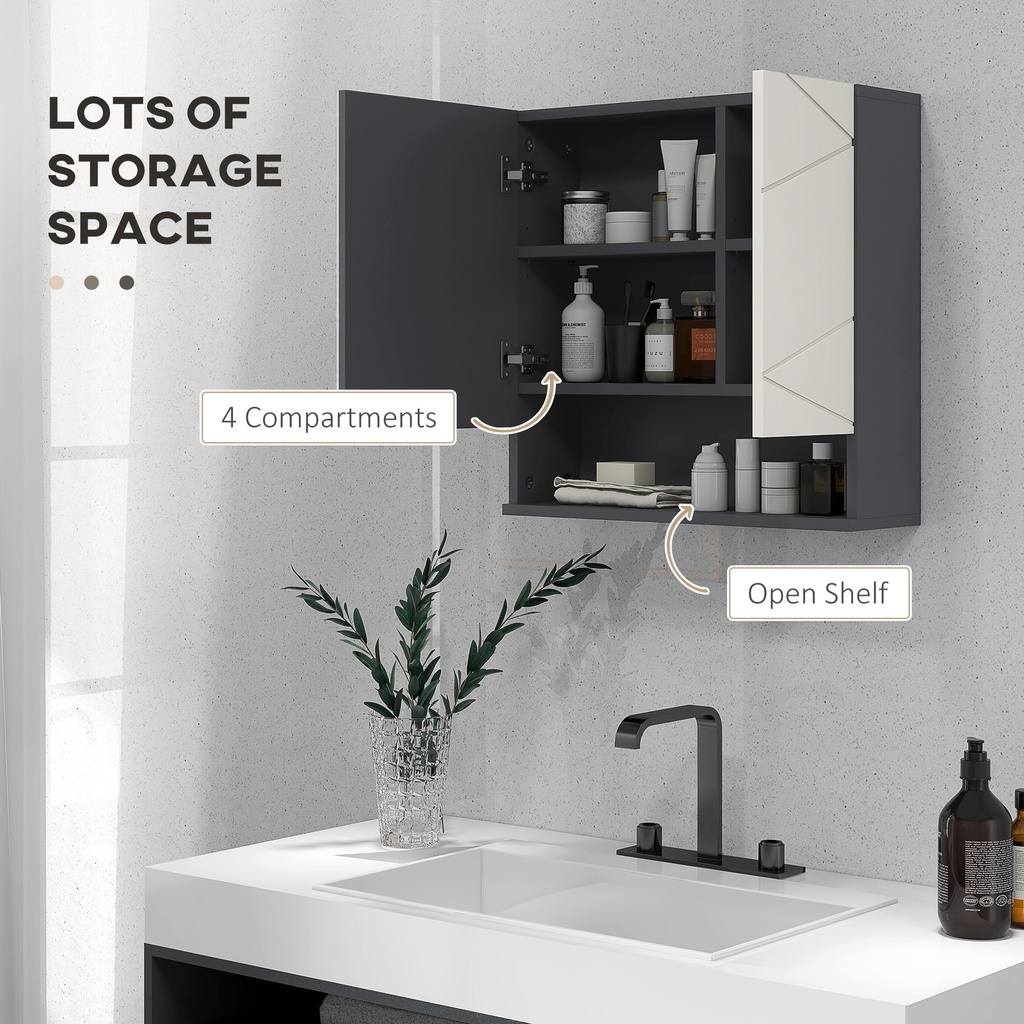 Kleankin Wall-Mounted Bathroom Cabinet Light Grey 55x17cm image 4