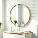 Round Wall Mirror 61cm Tempered Glass Gold image 2