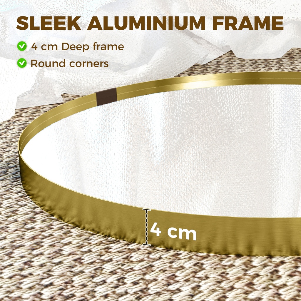 Round Wall Mirror 61cm Tempered Glass Gold image 4