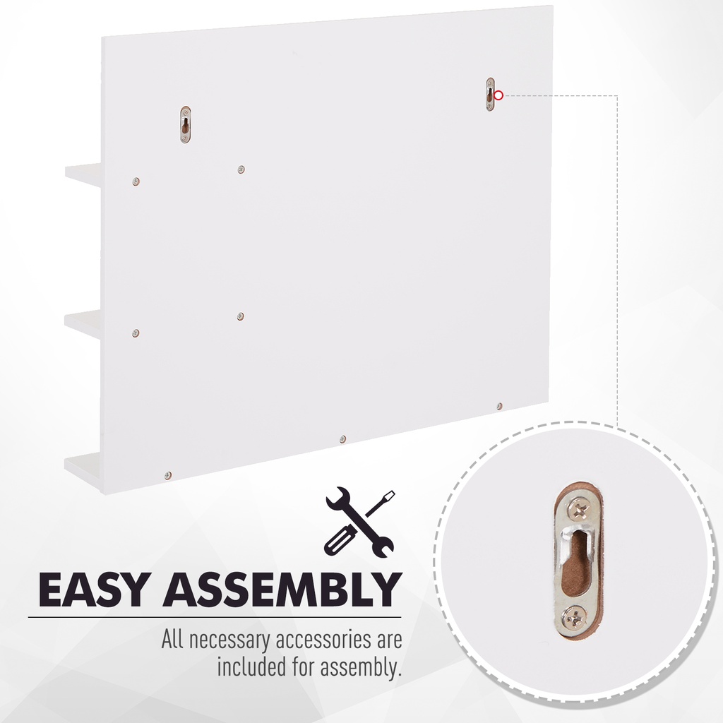 Kleankin Modern Wall-Mounted Vanity Mirror with Shelves White image 5