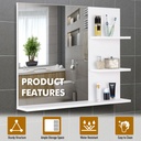 Kleankin Modern Wall-Mounted Vanity Mirror with Shelves White image 6