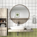 Kleankin 45cm Round Mirror with Shelf Grey Wood-Effect image 2