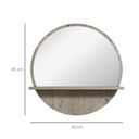Kleankin 45cm Round Mirror with Shelf Grey Wood-Effect image 3
