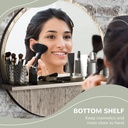 Kleankin 45cm Round Mirror with Shelf Grey Wood-Effect image 4