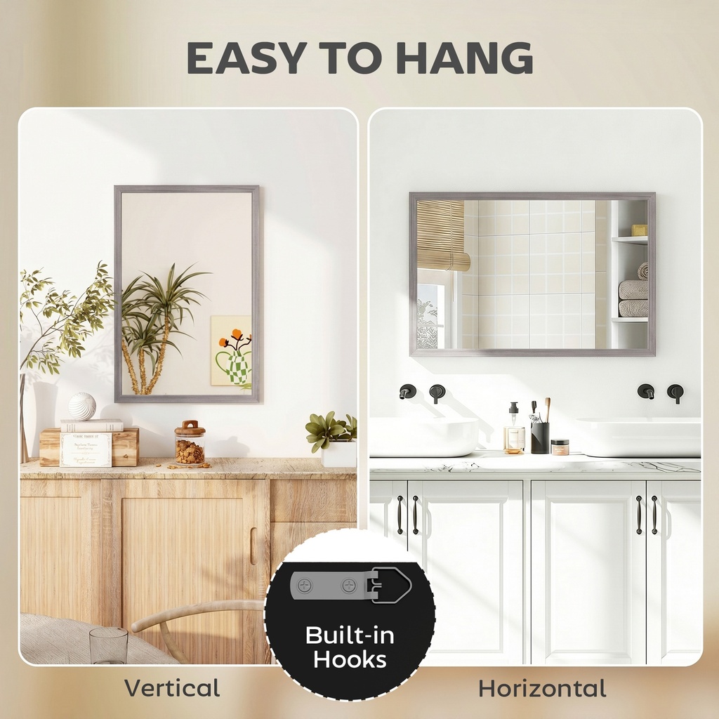 Wall-Mounted Mirror 40x60cm Living Room Grey image 5
