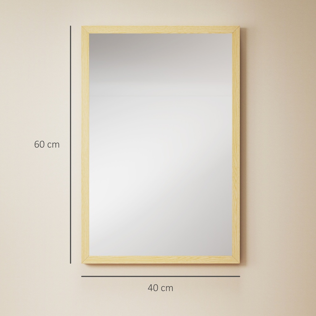 Wall-Mounted Mirror Natural Wood 60x40cm image 3