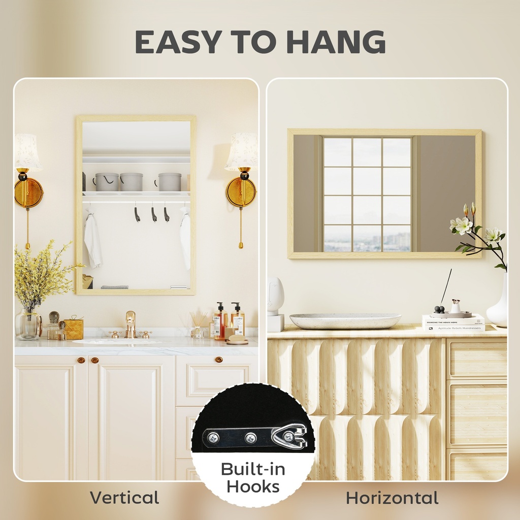 Wall-Mounted Mirror Natural Wood 60x40cm image 5