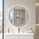 LED Bathroom Mirror 60cm Round Anti-Fog Bluetooth Black image 2