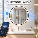 LED Bathroom Mirror 60cm Round Anti-Fog Bluetooth Black image 4