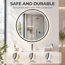 LED Bathroom Mirror 60cm Round Anti-Fog Bluetooth Black image 5