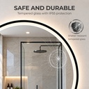 LED Bathroom Mirror 60cm Round Anti-Fog Bluetooth Black image 6