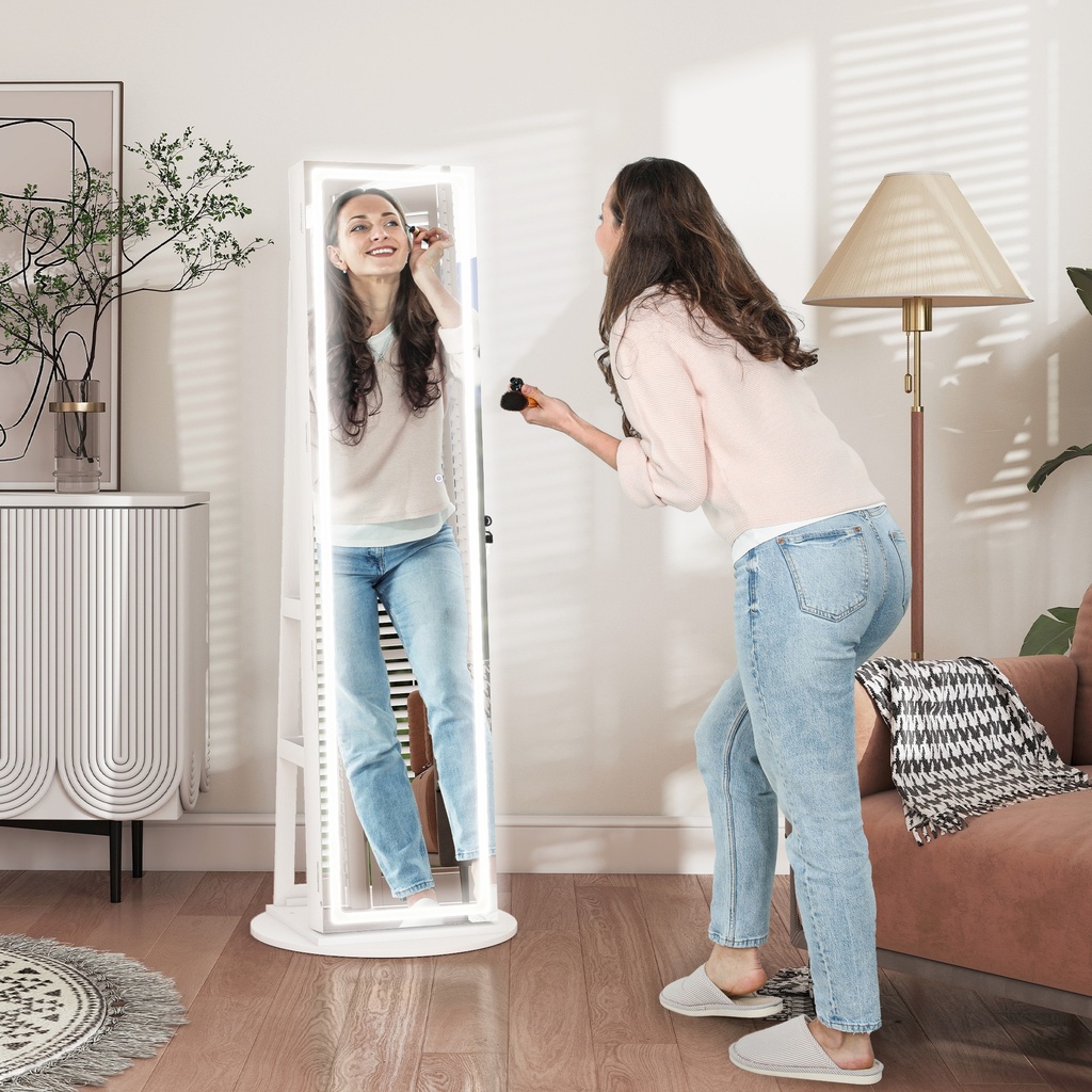 Swivel Jewellery Cabinet Full-Length Mirror White image 2