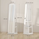 Swivel Jewellery Cabinet Full-Length Mirror White image 3