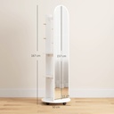 Full-Length Mirror with Storage Shelves & Wheels White image 3