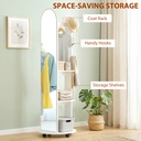 Full-Length Mirror with Storage Shelves & Wheels White image 5