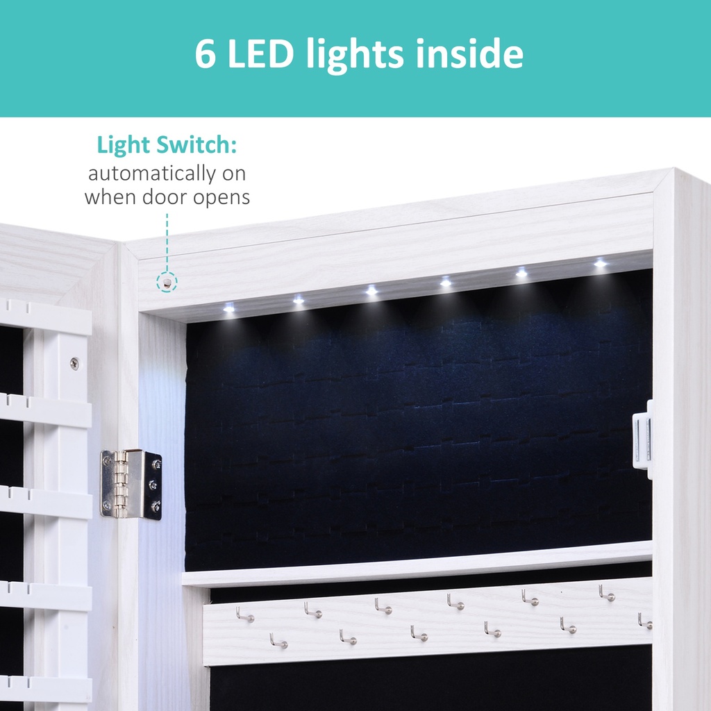 Jewelry Cabinet Lockable Mirror with LED White image 4