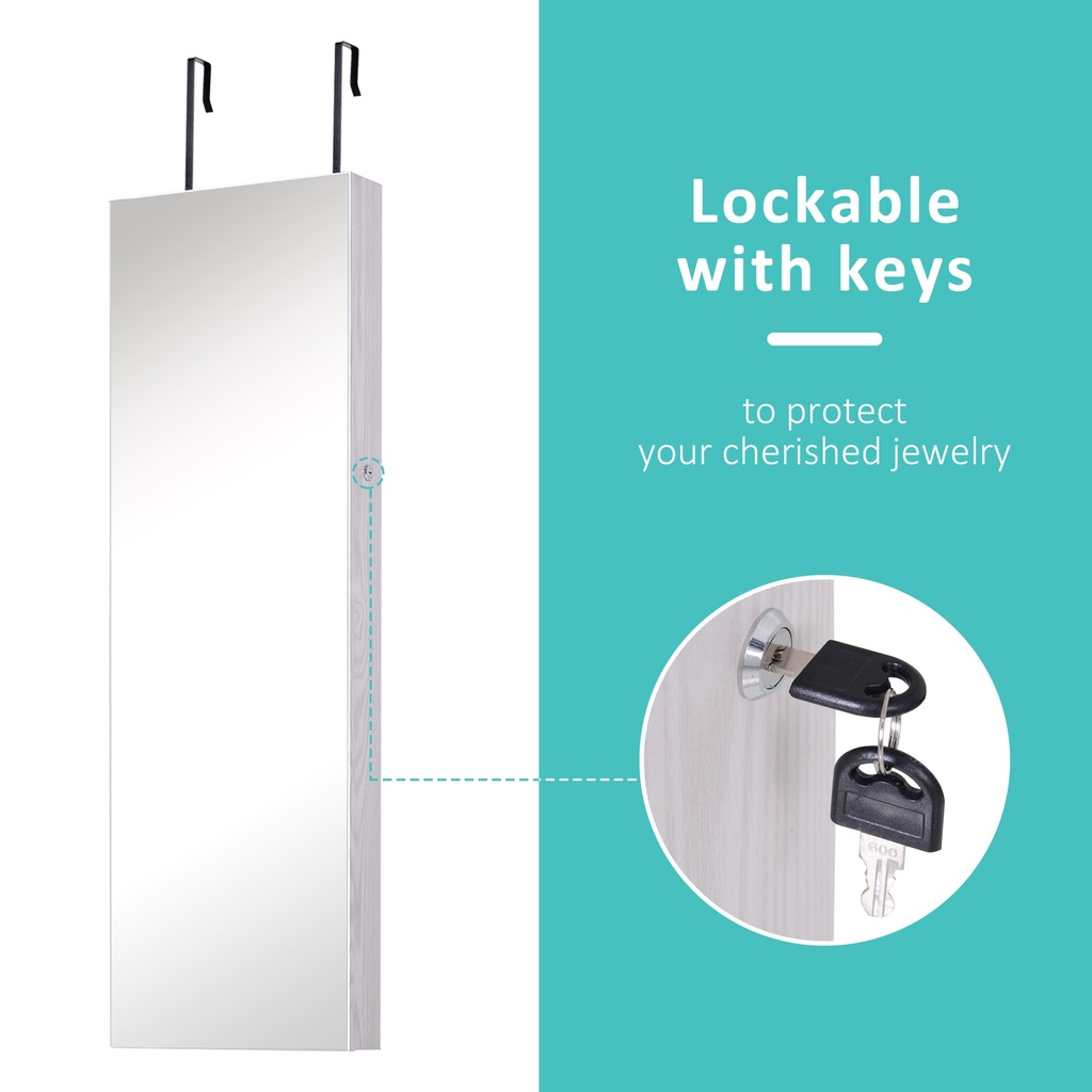 Jewelry Cabinet Lockable Mirror with LED White image 5