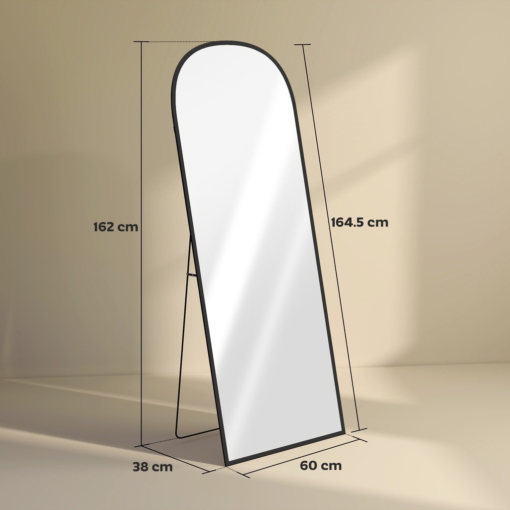 Aluminium Standing Mirror 165cm - Black image 3