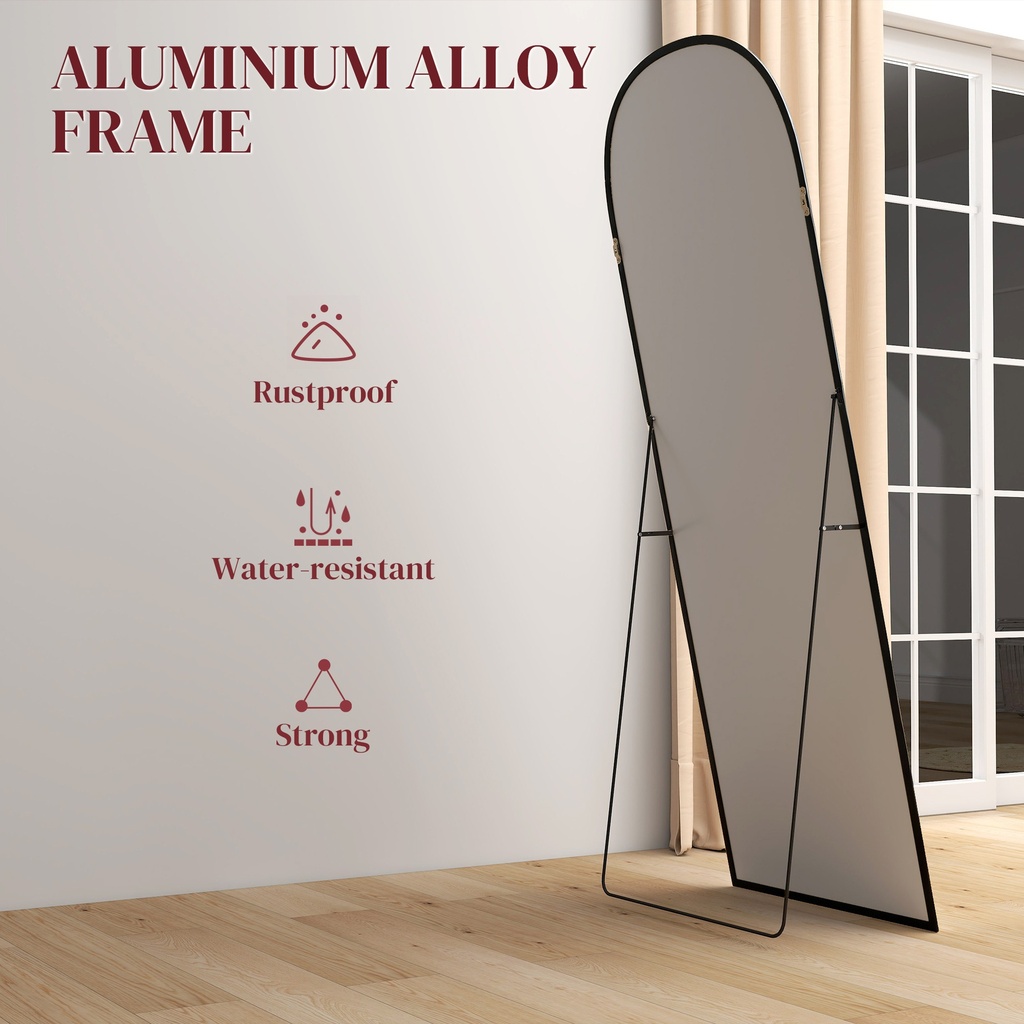 Aluminium Standing Mirror 165cm - Black image 6