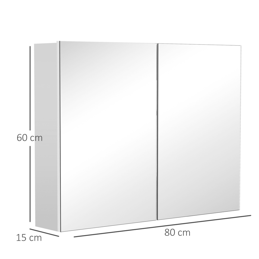 Wall Mounted Mirror Cabinet Wooden 80x15x60cm image 3