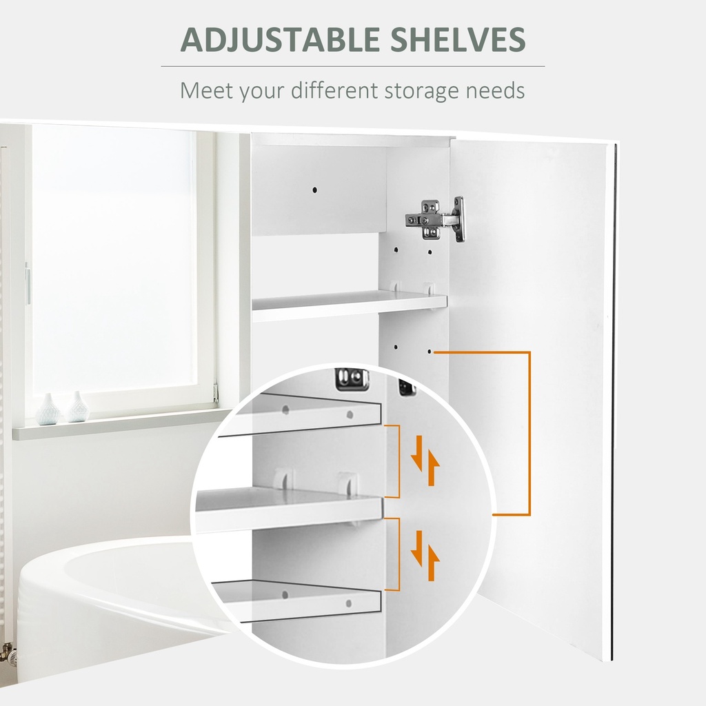 Wall Mounted Mirror Cabinet Wooden 80x15x60cm image 5