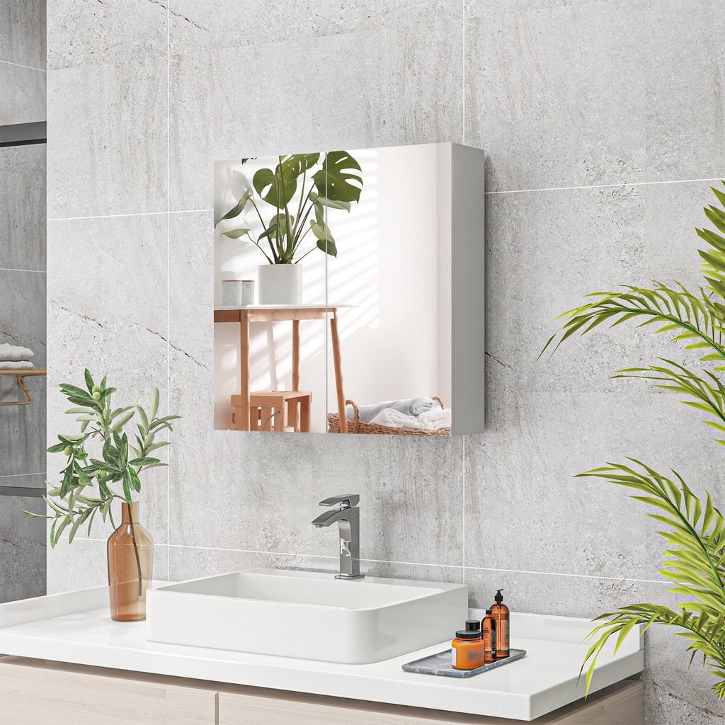 Kleankin Wall-Mounted Bathroom Cabinet High Gloss White 60x15cm image 2
