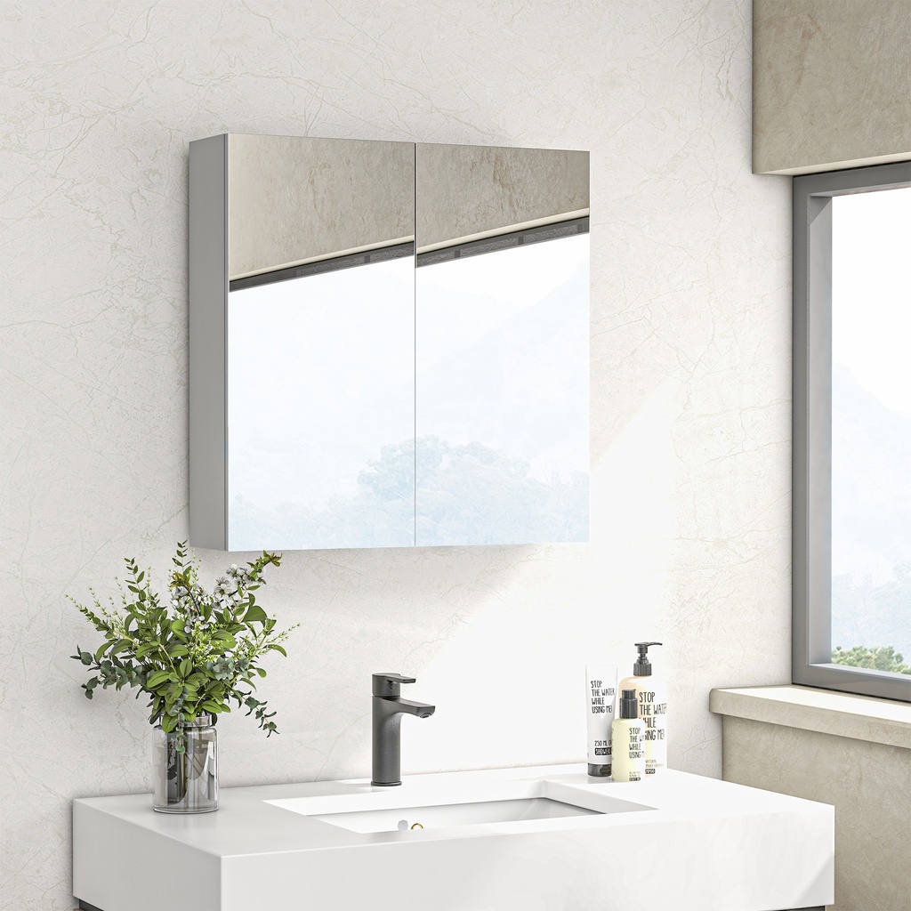 Kleankin Wall-Mounted Bathroom Cabinet High Gloss White 60x15cm image 4