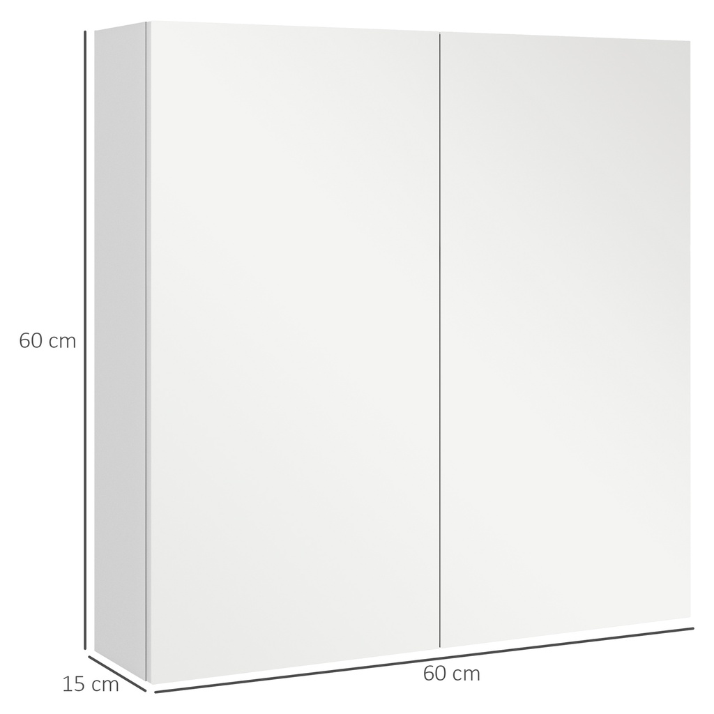 Kleankin Wall-Mounted Bathroom Cabinet High Gloss White 60x15cm image 5