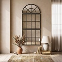 Arched Wall Mirror Metal Grid 3-Piece 120x54cm Black image 2