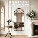 Arched Wall Mirror Metal Grid 3-Piece 120x54cm Black image 5