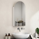 Arched Mirror Cabinet with Glass Shelves - White image 2
