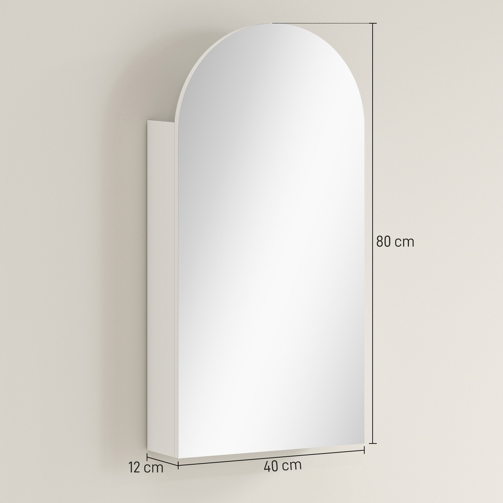 Arched Mirror Cabinet with Glass Shelves - White image 3