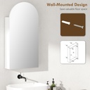 Arched Mirror Cabinet with Glass Shelves - White image 6
