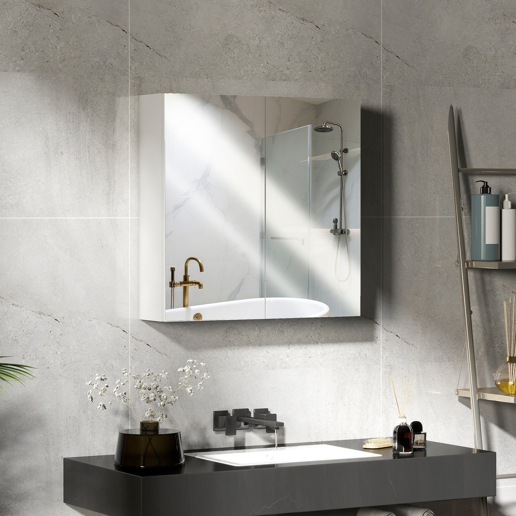 Wall-Mounted Mirror Cabinet Wooden Frame 60x15x60cm image 2