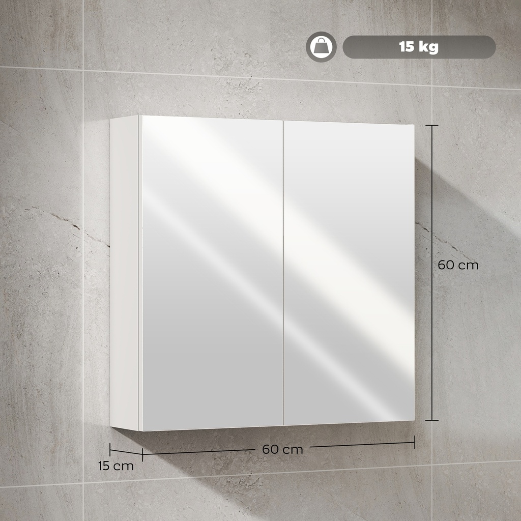 Wall-Mounted Mirror Cabinet Wooden Frame 60x15x60cm image 3