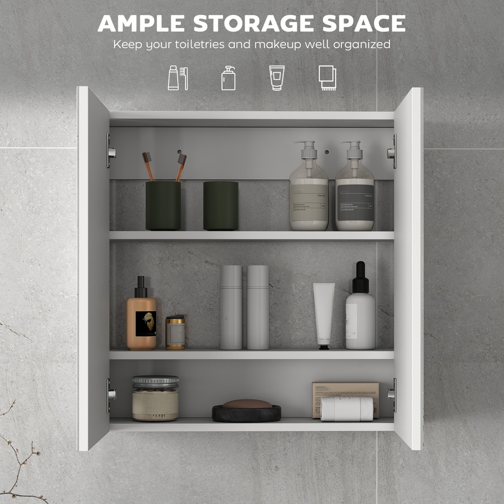 Wall-Mounted Mirror Cabinet Wooden Frame 60x15x60cm image 4