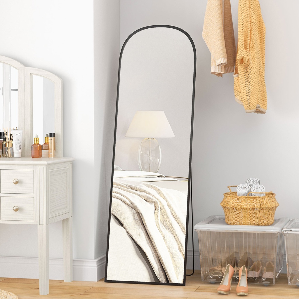 Standing Mirror Aluminium Frame 162cm Black image 2