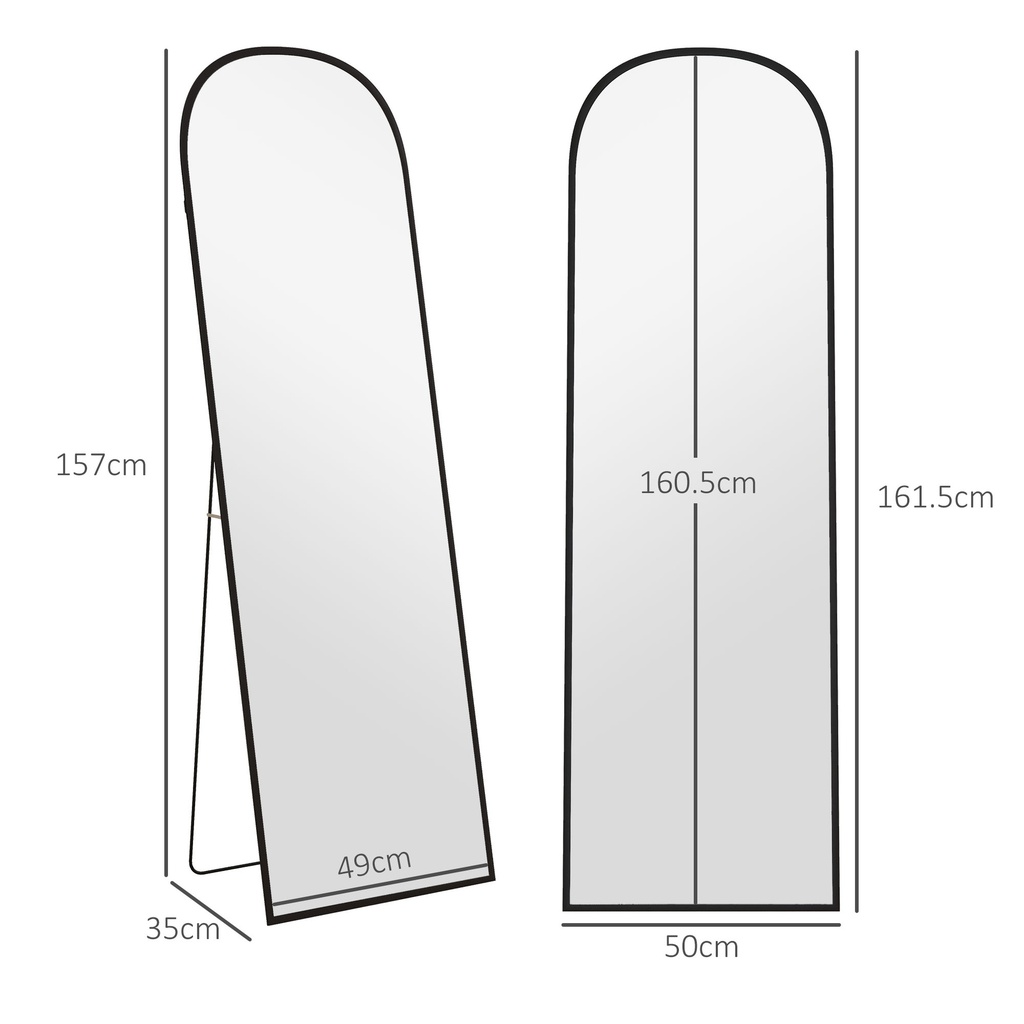 Standing Mirror Aluminium Frame 162cm Black image 3