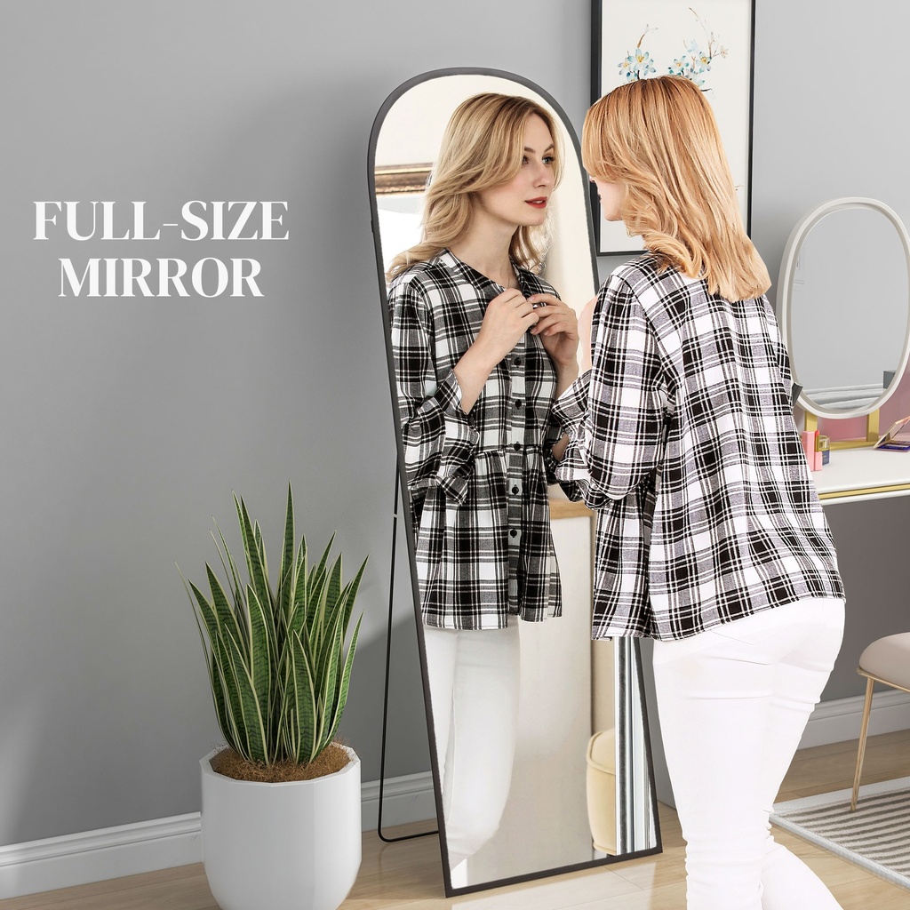 Standing Mirror Aluminium Frame 162cm Black image 4