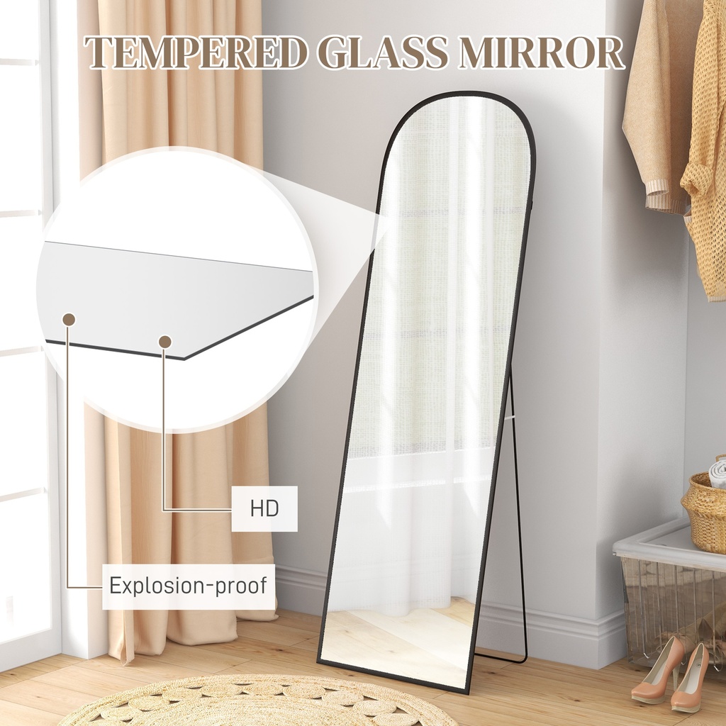 Standing Mirror Aluminium Frame 162cm Black image 5