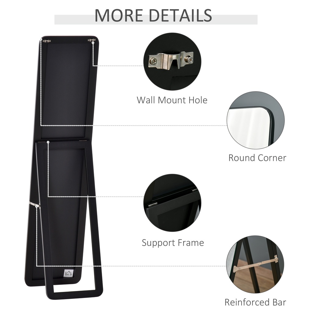 Full Length Mirror Free Standing/Wall Hanging Black image 6