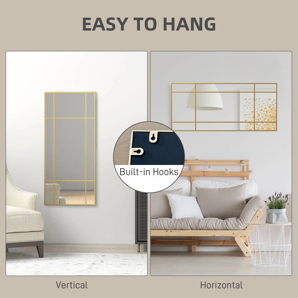 Decorative Wall Mirror Gold Tone with Hooks image 5
