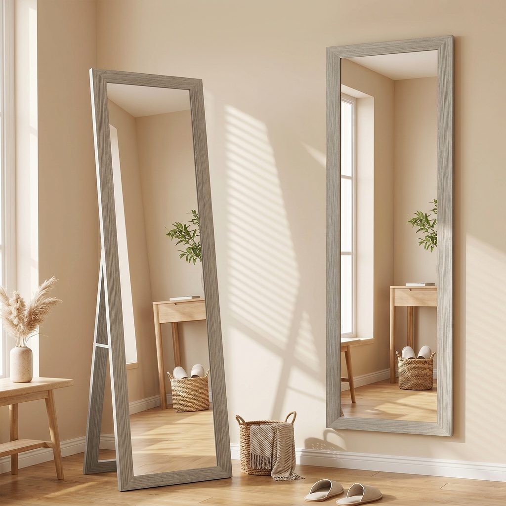 Full-Length Mirror Freestanding/Hanging Grey image 2